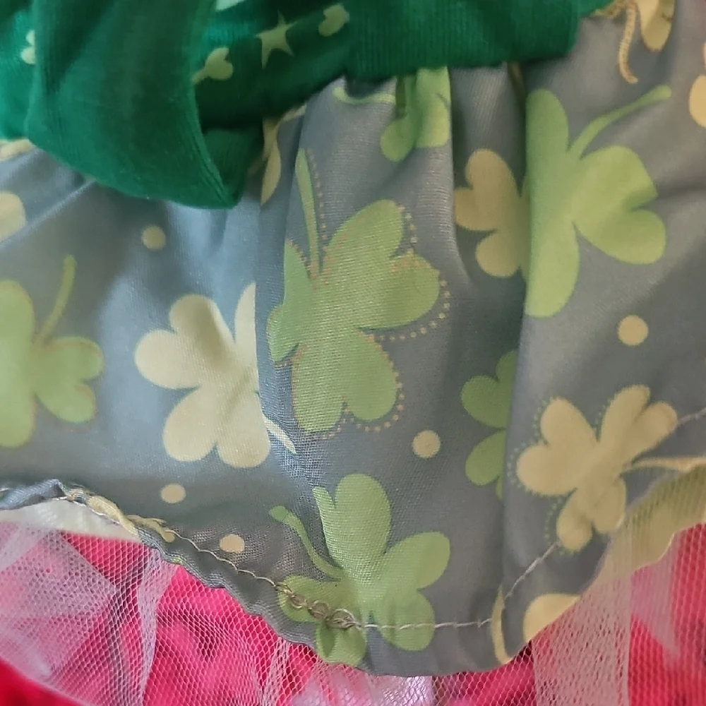 Festive Green Dog Dress with Shamrock Pattern Size Xsmall